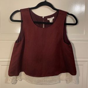 Club Monaco Womens Crop Tank Lace Bottom Trim